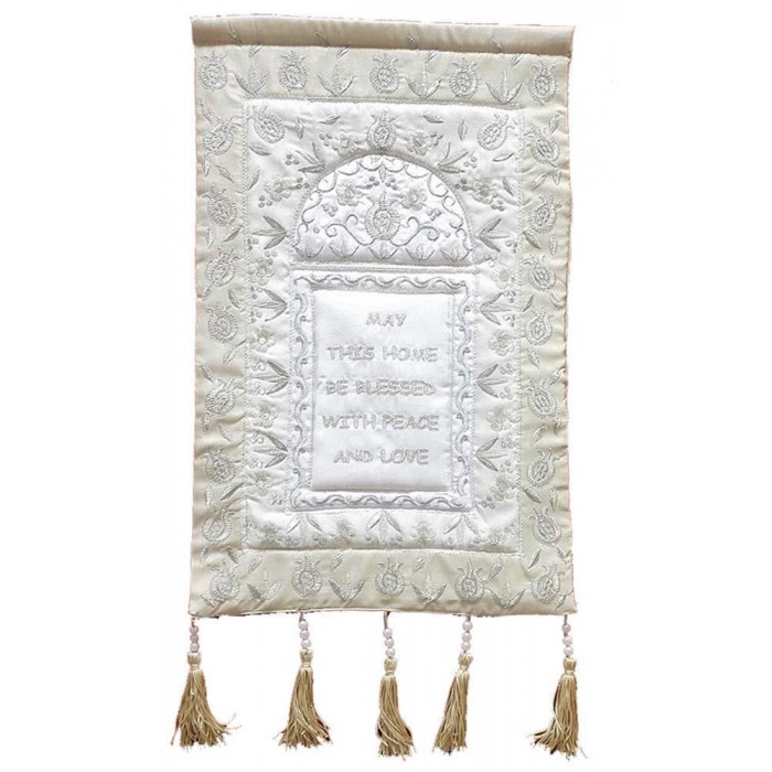 Wall Hanging English Home Blessing & Pomegranate Embroidery