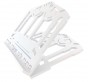 Book Shtender in White Wood with Hebrew Writing & Cutout Embellishments