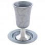 Aluminum Kiddush Cup with Saucer in Gray