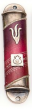 Semicircular Pewter Mezuzah with Pomegranate and Pink Scroll