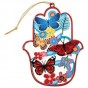 Hamsa in Red with Colorful Butterflies Laser Cut