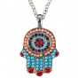 Yair Emanuel Small Hamsa Necklace in Colours