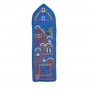 Yair Emanuel Raw Silk Embroidered Bookmark with Jerusalem Depictions in Blue