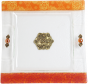 Glass Matzah Plate with Flowers in Red and Orange