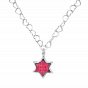 Pink Star of David Pendant with Heart Chain Necklace