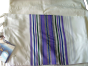 Noi Cloth and Wool Tallit with Multicolored Stripes and Atara