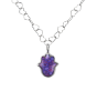 Necklace with Mosaic Purple Hamsa Pendant