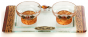 Glass Shabbat Tea Lights Set with Vibrant Orange Décor and Tray