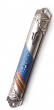 Pewter Mezuzah with Bold Blue Pattern