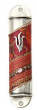 Arched Metal Mezuzah with Red Motif