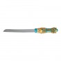 Challah Knife with Lichvod Shabbat in Turquoise and Gold