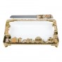 Challah Tray with Knife: Jerusalem Scene in Ivory and Gold with Amber Crystals