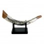 Silver and Brown Giant Functional Shofar with Jerusalem Imagery