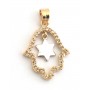 Gold and Rhodium Plated Hamsa with Zircons and Star of David