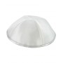 15cm White Satin Kippah with Four Sections and White Rim