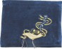 Dark Blue Velvet Tefillin Bag with Hebrew Text and Tzitzit