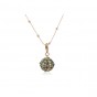 Amaro Gold Plated Chain with Ball-Shaped Pendant Set with Green Stones