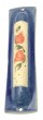 Blue Ceramic Mezuzah with Pomegranate and Stylized Green Flowers