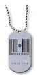 White Dog Tag Pendant with Bar Code Design and Necklace Chain
