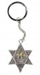 Sterling Silver Star of David Keychain with Jerusalem and Brick Pattern