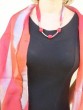 Red Silk Scarf with Pale Pink and Orange by Galilee Silks