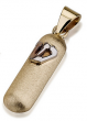 14k Yellow Gold Rounded Mezuzah Pendant with Hebrew Shin in Matte White Gold