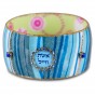 Bangle Bracelet with Stripes, Hebrew Text, Flowers and Beads