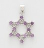 Pendant with Rhodium Plated Star of David and Amethyst Dots