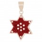 Star of David Pendant with Red & White Zircon Stones in Rhodium Plated