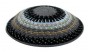 DMC Kippah in Black, Blue and Gray with Golden Decorations
