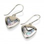 Heart Silver Earrings with Roman Glass