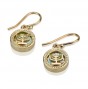 Earrings with Menorah and Roman Glass in 14k Yellow Gold