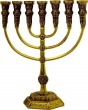 Brass Menorah with Jerusalem Motif